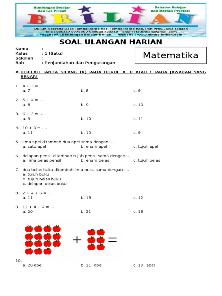 Menjelajahi Dunia Angka Contoh Soal Pilihan Ganda Matematika Kelas 1 Menjelajahi Dunia Angka Contoh Soal Pilihan Ganda Matematika Kelas 1