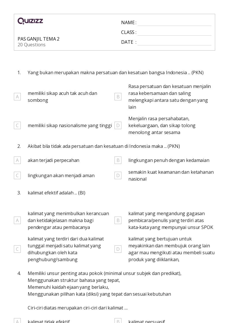 50 lembar kerja Pola Kata untuk Kelas 6 di Quizizz Gratis Dapat 50 lembar kerja Pola Kata untuk Kelas 6 di Quizizz Gratis Dapat
