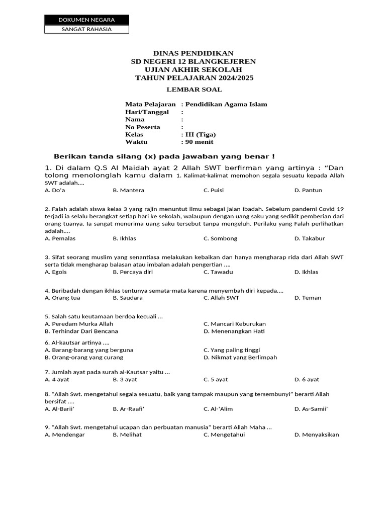 7 Fakta Ternyata Soal PAI Kelas 3 SD Semester 2 Bukan Sekadar Hafalan, Wajib Tahu Sebelum Terlambat 7 Fakta Ternyata Soal PAI Kelas 3 SD Semester 2 Bukan Sekadar Hafalan, Wajib Tahu Sebelum Terlambat