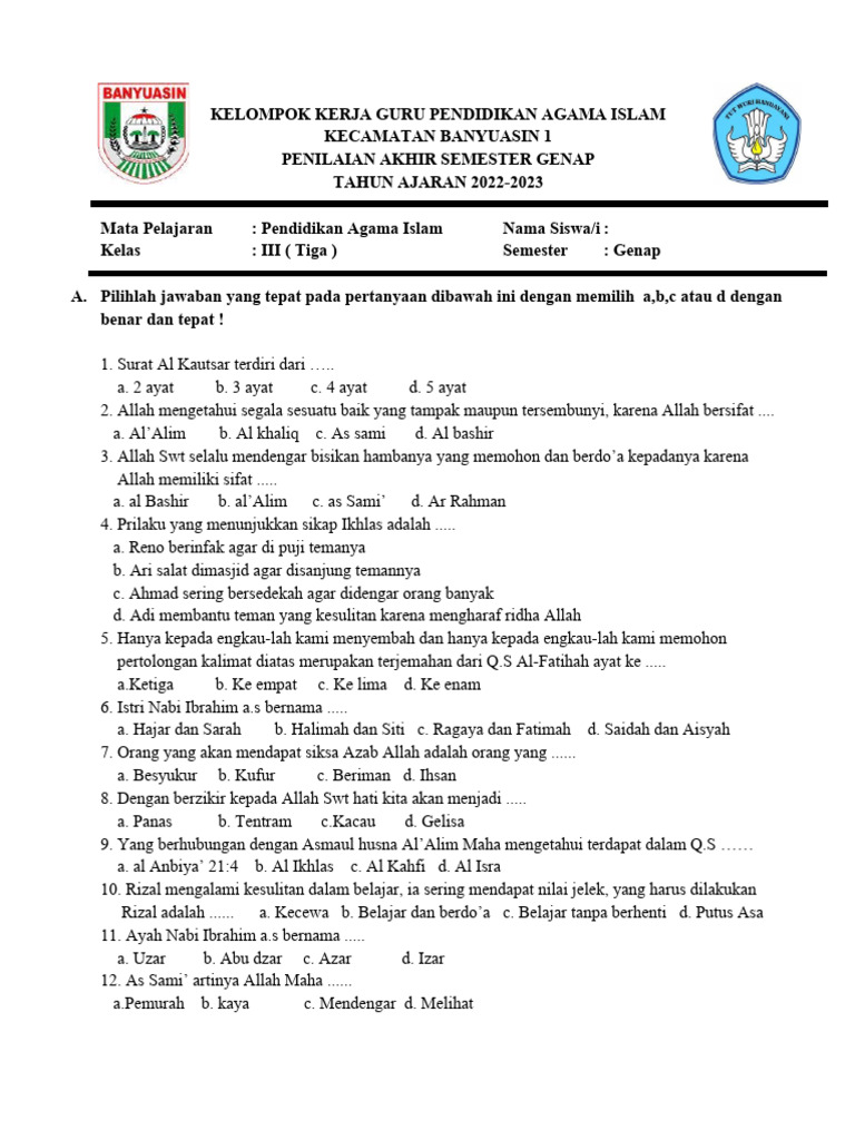 7 Rahasia Menguasai Soal Agama Islam Kelas 3 Semester 2 yang Jarang Diketahui 7 Rahasia Menguasai Soal Agama Islam Kelas 3 Semester 2 yang Jarang Diketahui
