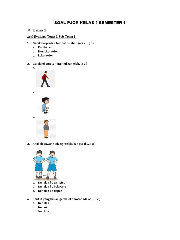 SOAL PJOK KELAS 2 SEMESTER 1 PDF SOAL PJOK KELAS 2 SEMESTER 1 PDF