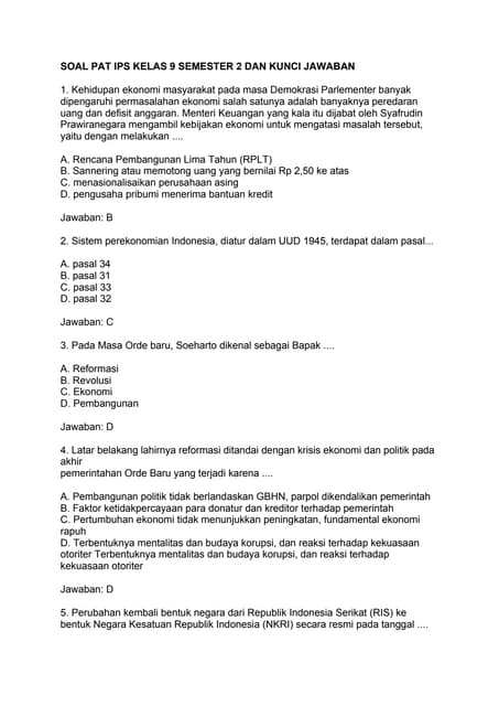 Ternyata Masih Banyak yang Salah, Ini Kumpulan Soal UAS IPS Kelas 9 Semester 2 dan Kunci Jawaban Biar Nilaimu Sempurna Ternyata Masih Banyak yang Salah, Ini Kumpulan Soal UAS IPS Kelas 9 Semester 2 dan Kunci Jawaban Biar Nilaimu Sempurna