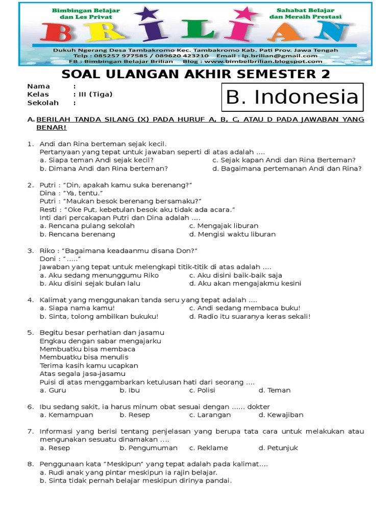 Ternyata latihan soal kelas 3 semester 2 ini punya kunci jawaban PTS 2026 lengkap Ternyata latihan soal kelas 3 semester 2 ini punya kunci jawaban PTS 2026 lengkap