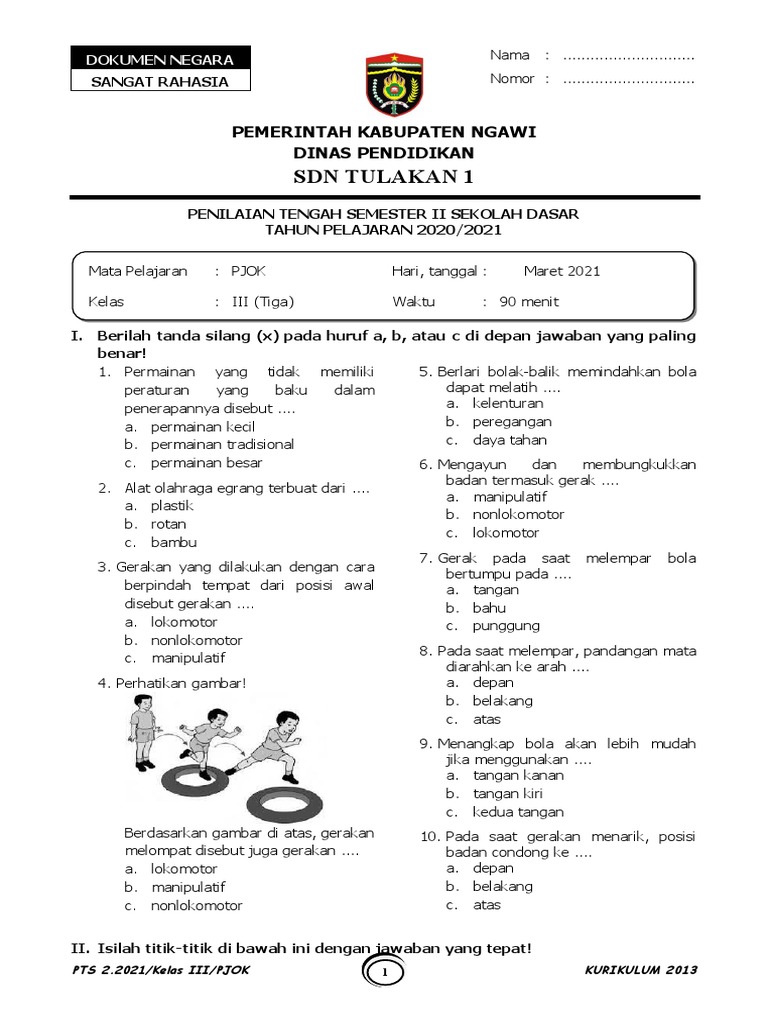 Bocoran Soal PJOK Kelas 3 Tema 2 yang Wajib Kamu Pelajari Agar Nilai Sempurna Bocoran Soal PJOK Kelas 3 Tema 2 yang Wajib Kamu Pelajari Agar Nilai Sempurna