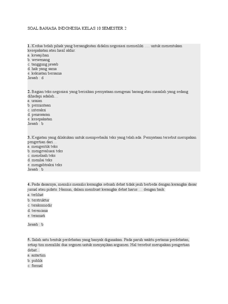 Rahasia Lulus Skor Tinggi Lewat Bocoran Soal Bahasa Indonesia UAS Kelas 10 Semester 2 Rahasia Lulus Skor Tinggi Lewat Bocoran Soal Bahasa Indonesia UAS Kelas 10 Semester 2