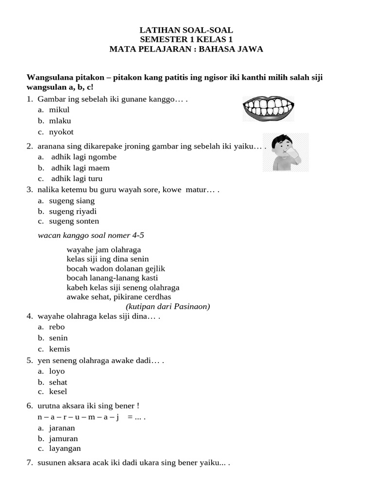 Rahasia Lulus Ujian dengan Kumpulan soal bahasa jawa kelas 1 sd semester 1 2019 Terbaru