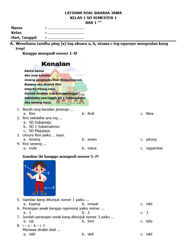 Rahasia Mahir Baca Tulis Melalui Kumpulan soal bahasa jawa kelas 1 sd semester 1 Terbaru