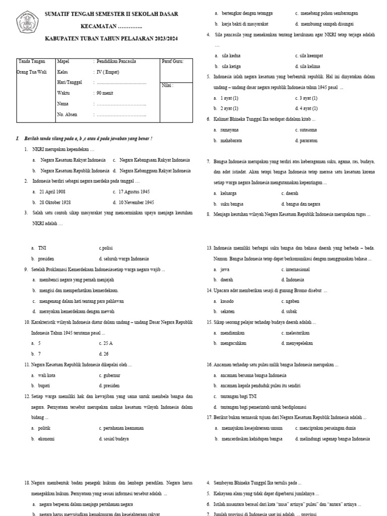 Rahasia Nilai Sempurna dengan Latihan Soal Ulangan Harian PKN Kelas 4 Semester 2 Ini Rahasia Nilai Sempurna dengan Latihan Soal Ulangan Harian PKN Kelas 4 Semester 2 Ini