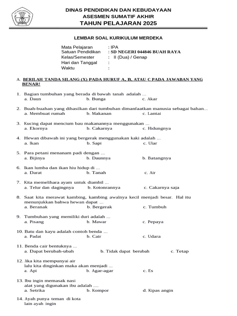 Rahasia Nilai Sempurna dengan Latihan Soal Ulangan IPA Kelas 2 SD Semester 2 Terbaru