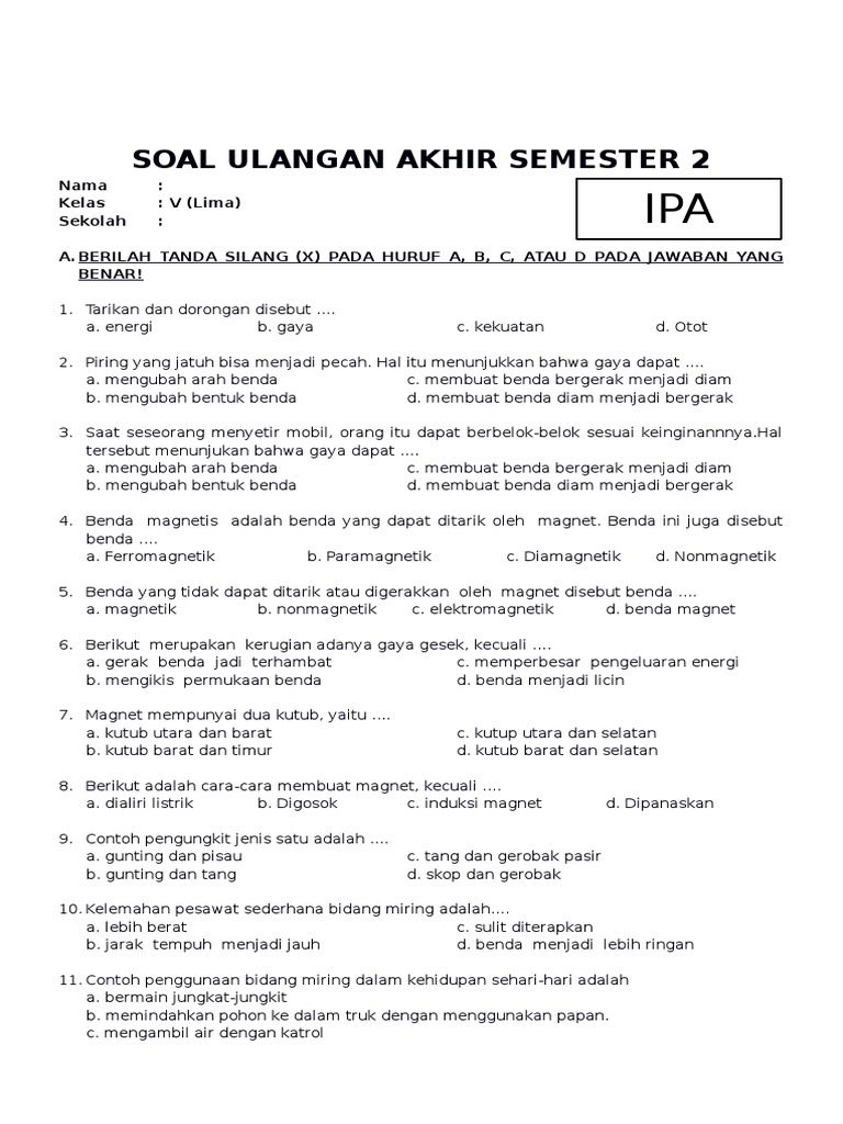 Rahasia Nilai Sempurna dengan Latihan Soal Ulangan IPA Semester 2 Kelas 5 SD Terbaru Rahasia Nilai Sempurna dengan Latihan Soal Ulangan IPA Semester 2 Kelas 5 SD Terbaru