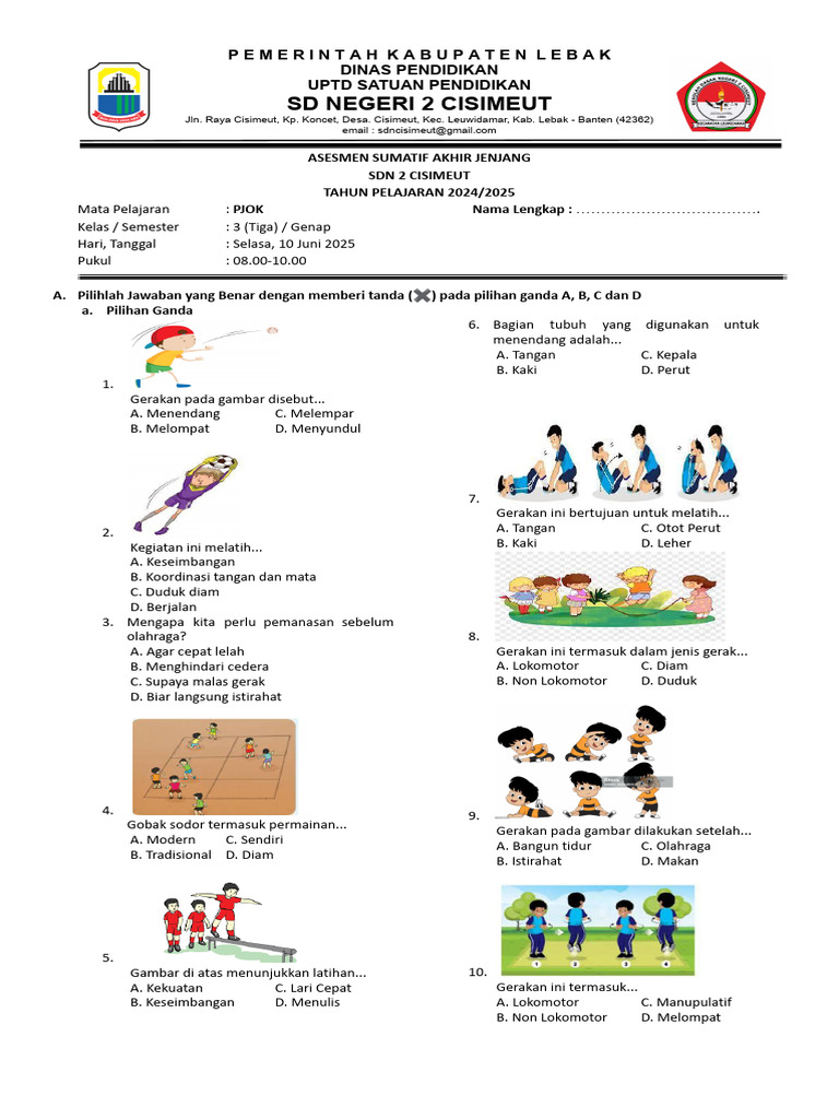 Rahasia Skor Sempurna Kerjakan Soal PJOK Kelas 3 Tema 1 Subtema 2 Ini Ternyata Mudah