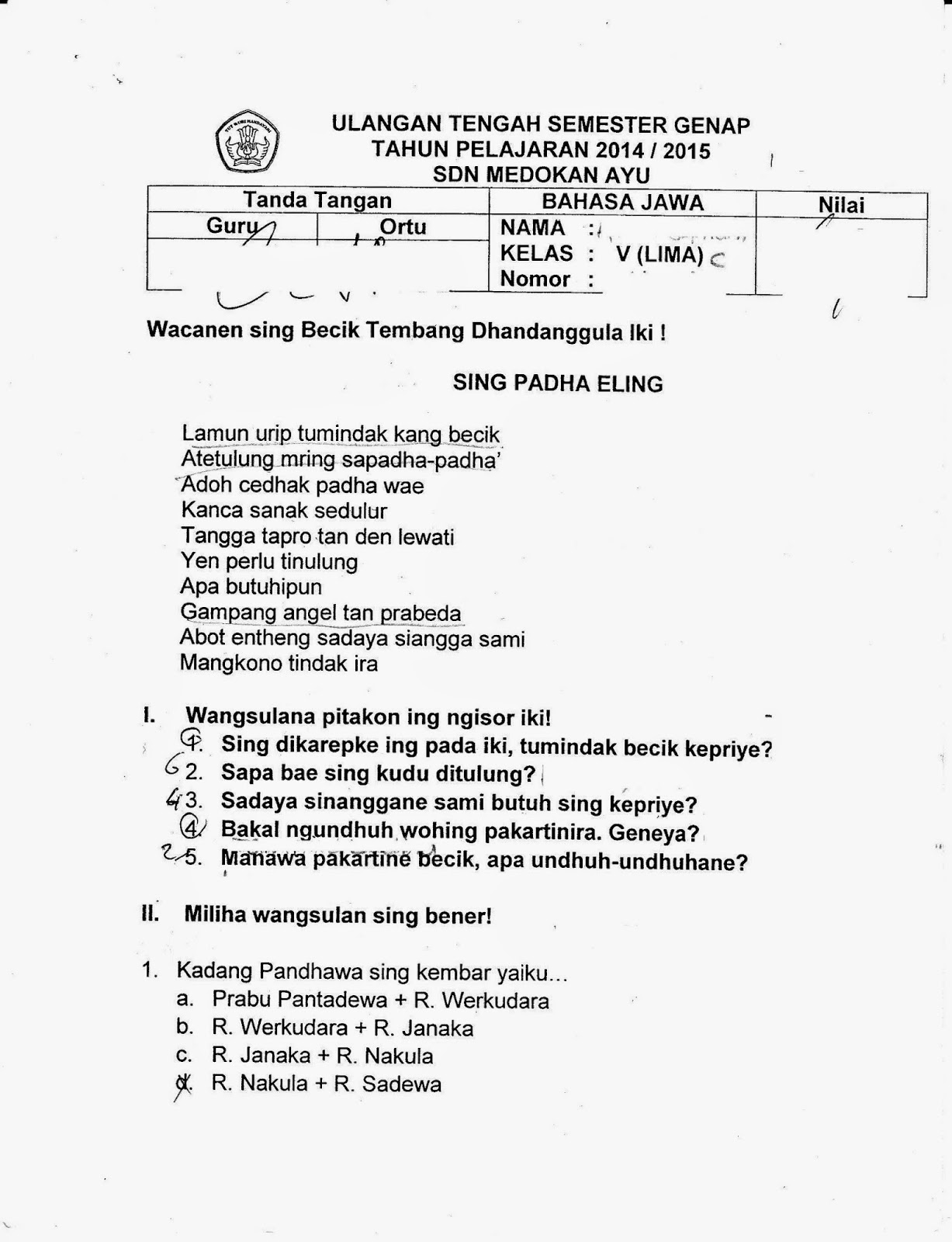Wajib Tahu Kumpulan Soal Bahasa Jawa Kelas 1 Semester Genap Agar Anak Cepat Pintar Wajib Tahu Kumpulan Soal Bahasa Jawa Kelas 1 Semester Genap Agar Anak Cepat Pintar