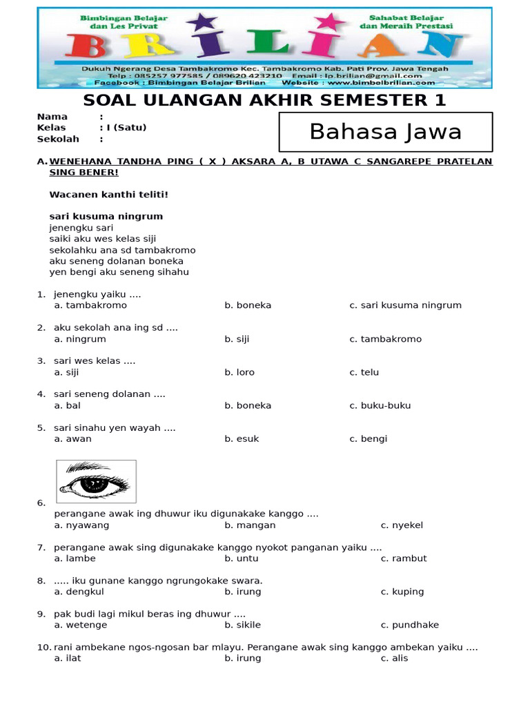 Wajib Tahu Kumpulan Soal Bahasa Jawa Kelas 1 Tentang Krama Angka Agar Anak Cepat Bisa